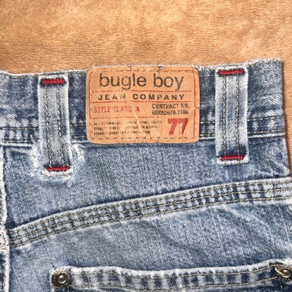 Vintage 90s Bugle Boy 4R Blue Denim Cargo Carpenter 4 Pocket Shorts (U) - Picture 7 of 7